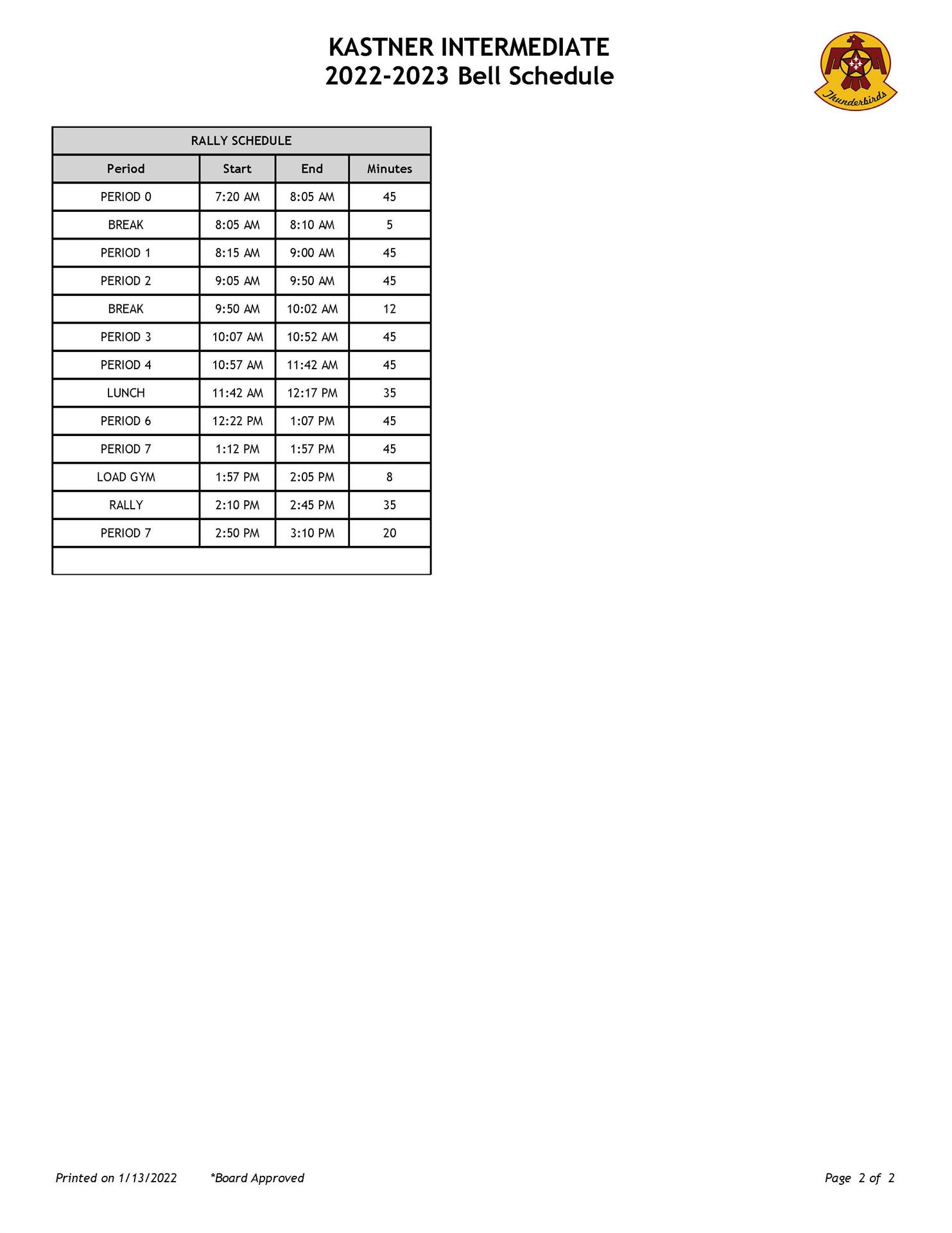 CWHS Area Bell Schedule - full text downloadable below