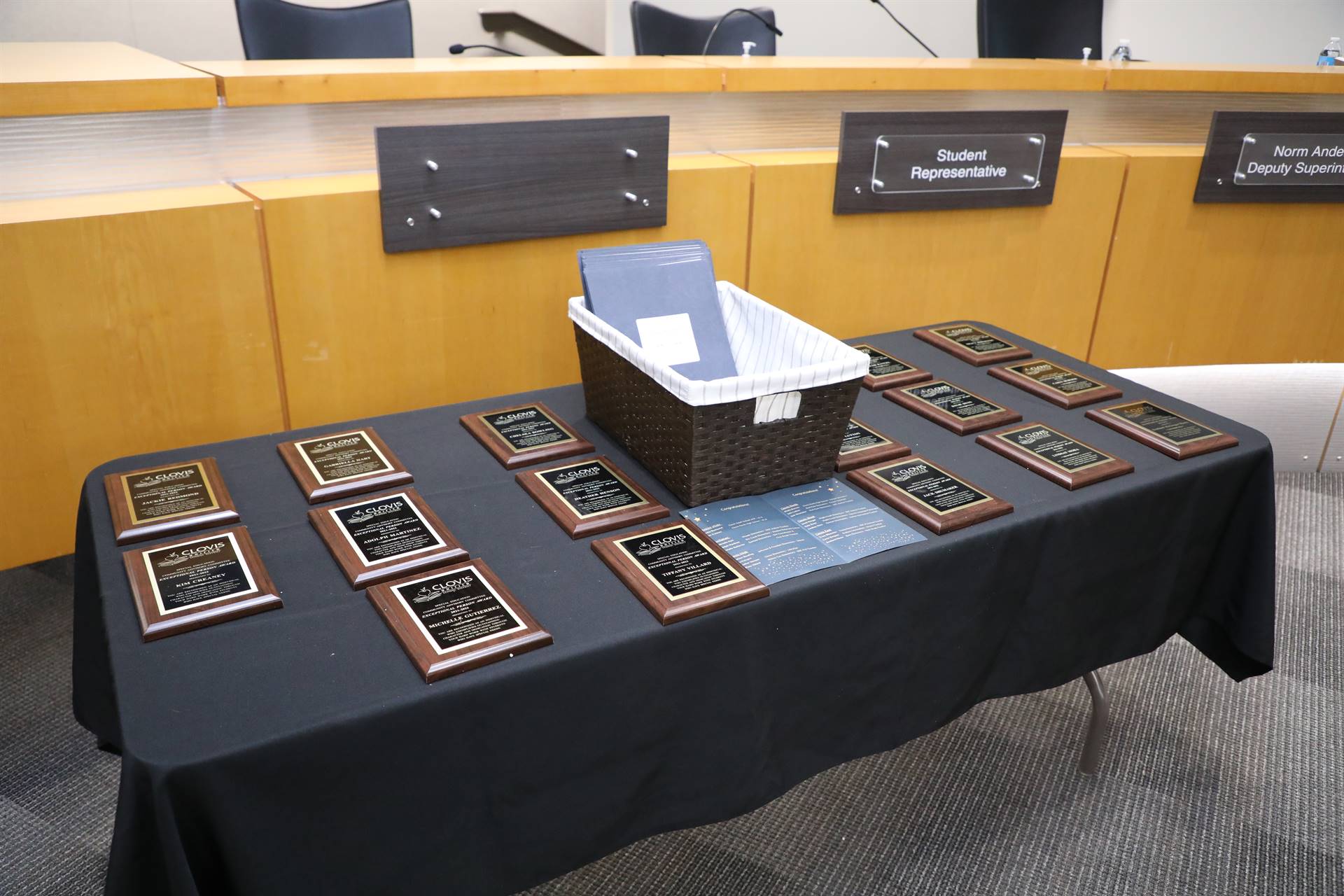 table with awards