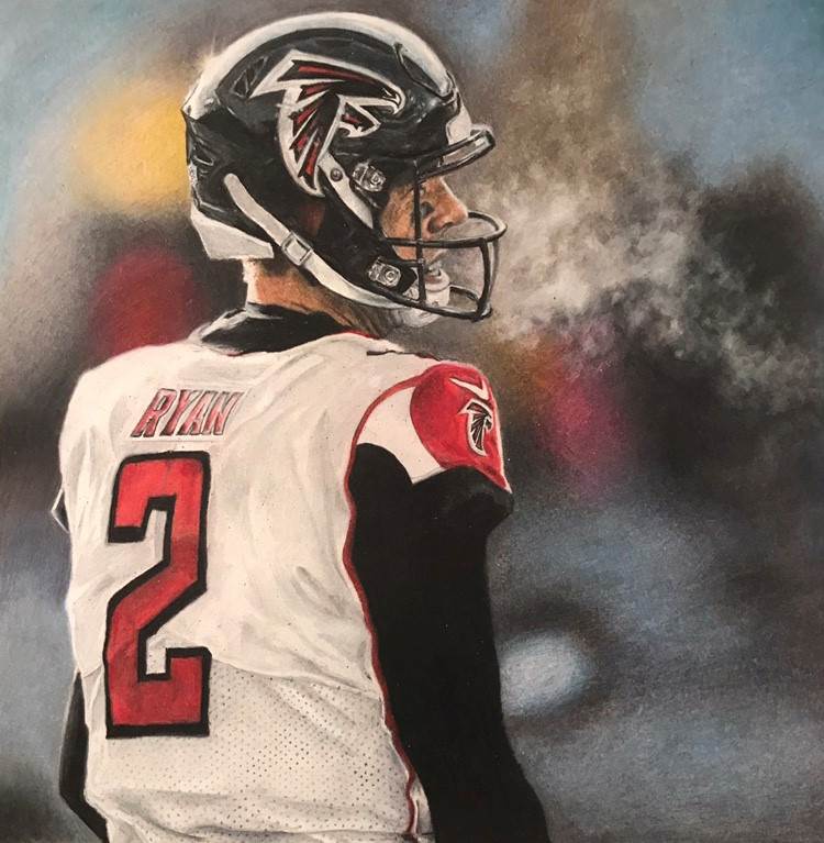 Painting of Falcon Football player
