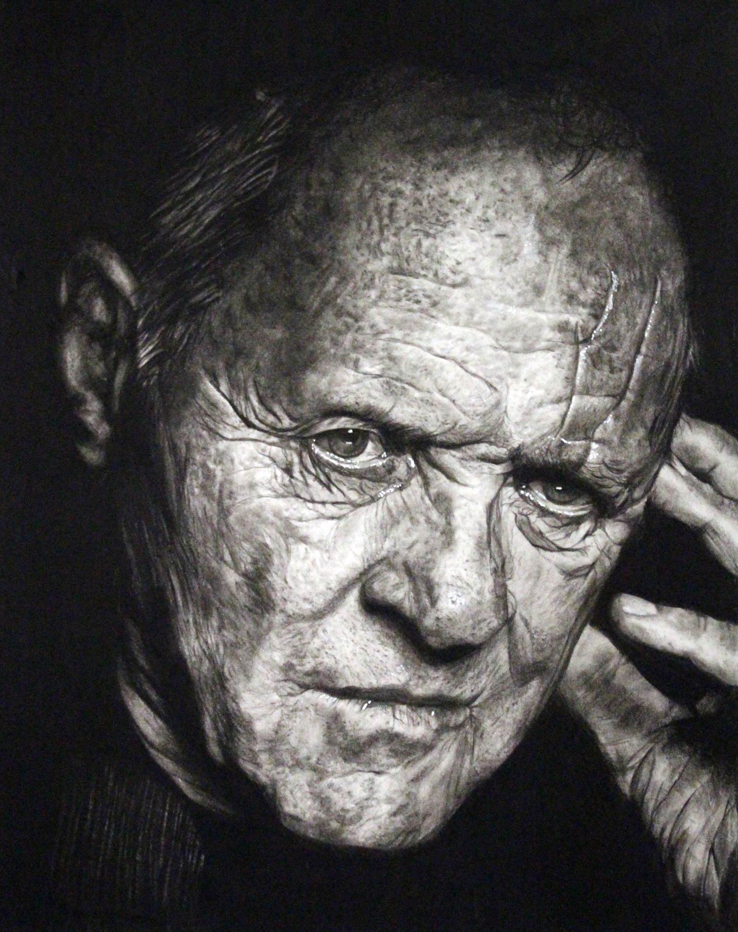 Black and White drawing of older man