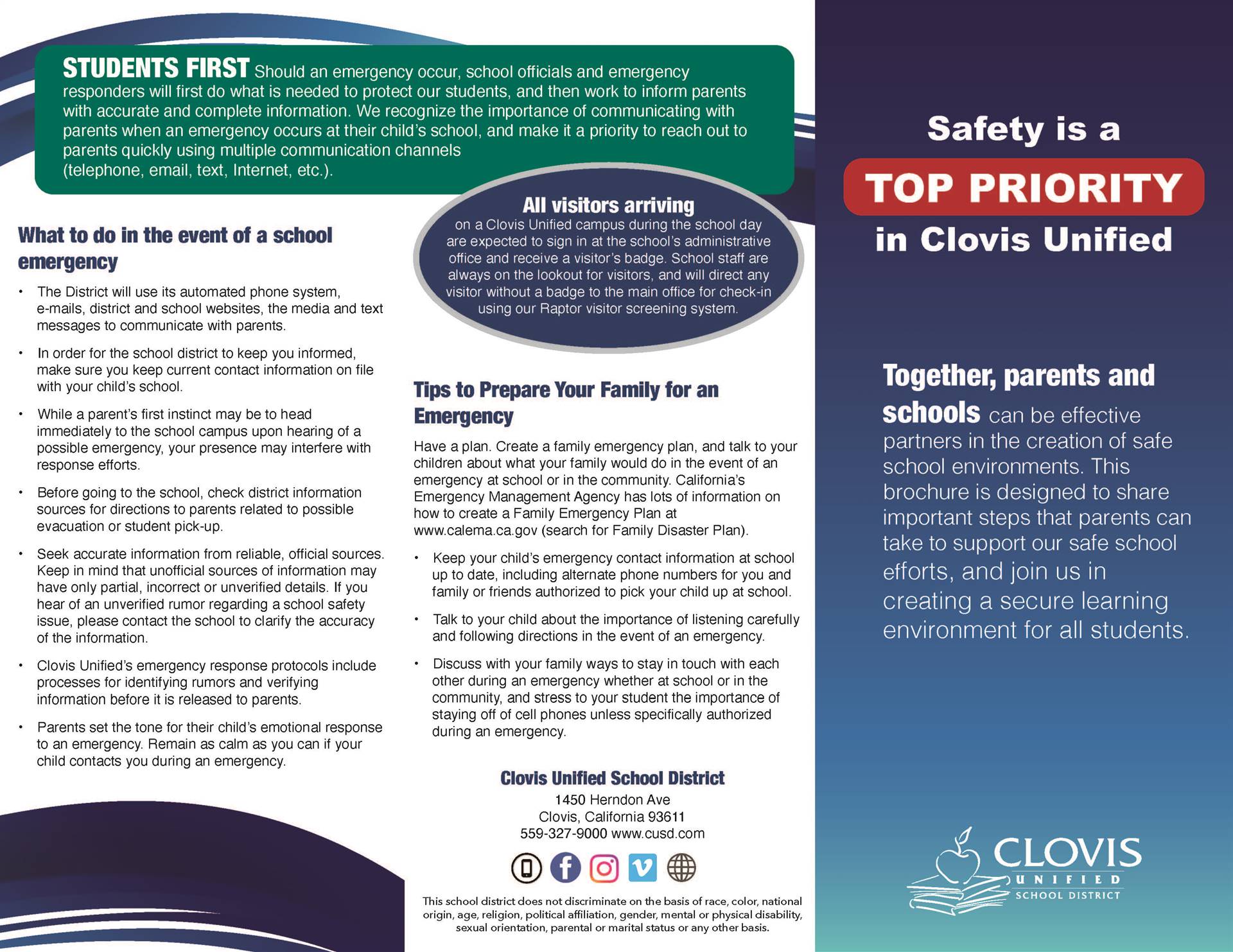 CUSD Safety Brochure - Full text downloadable at right