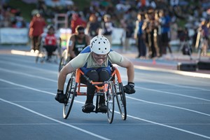Student Athlete in Wheel Chair during race