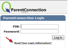 ParentConnection Log in screen
